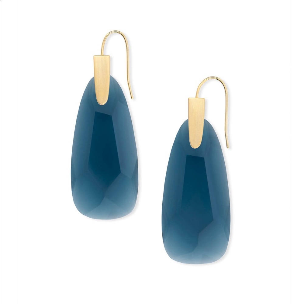 Kendra Scott Maize Gold Drop earrings dark teal